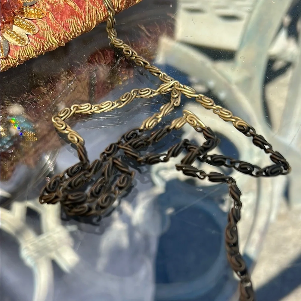 Vintage Inspired Beaded Gold and Blue Clutch/ Shoulder/ / Crossbody